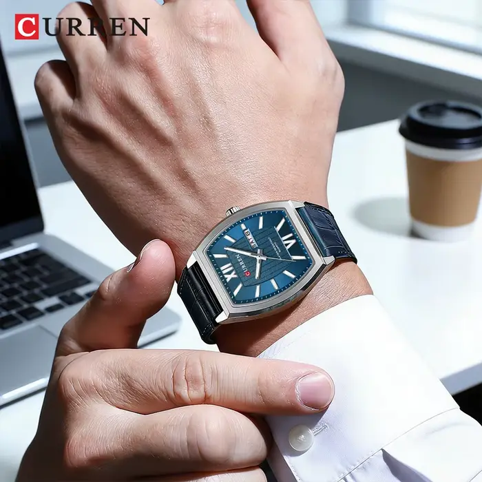 Montre pour homme CURREN au design minimaliste moderne avec jour et date