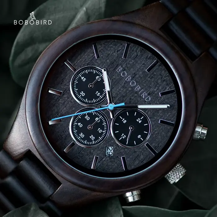 BOBO BIRD-Montre-bracelet chronographe en bois à quartz pour homme