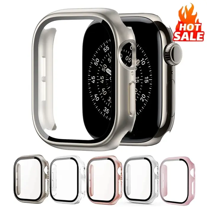 Verre trempé + étui pour Apple Watch 38-40mm 41mm 42mm 44mm 45mm 46mm