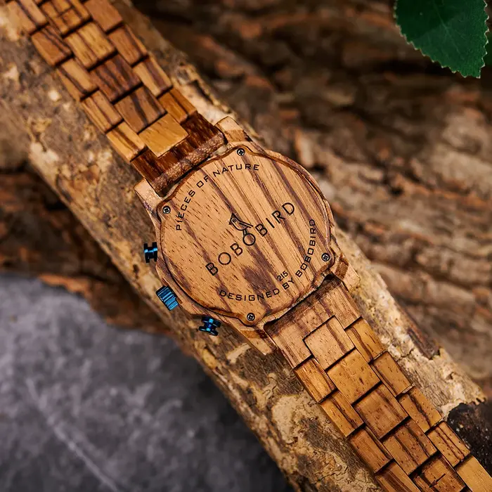 Montre en bois et quartz pour homme, style sport décontracté, avec date automatique, bracelet en bois, chronomètre, cadeau BOBO BIRD Original