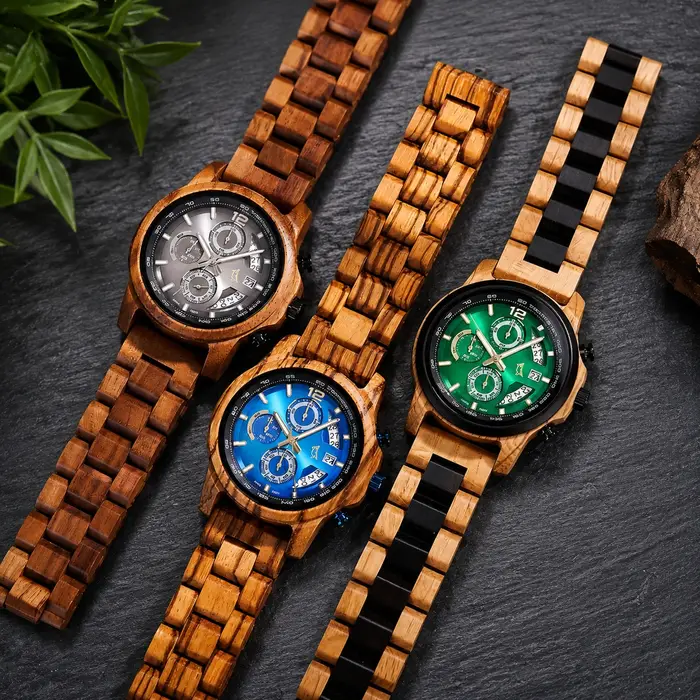 Montre en bois et quartz pour homme, style sport décontracté, avec date automatique, bracelet en bois, chronomètre, cadeau BOBO BIRD Original
