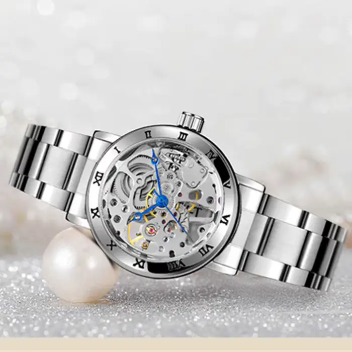 Winner 208 montre mécanique pour femme en or Rose montre-bracelet à vent manuel