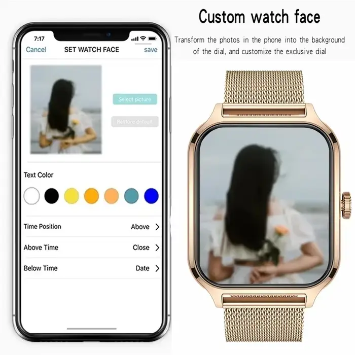 2025 montre intelligente femmes 2.01 "écran tactile complet traqueur de fréquence cardiaque Bluetooth appel étanche