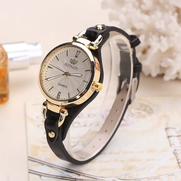 Montres vintage ultra-fines à bracelet en cuir pour femmes