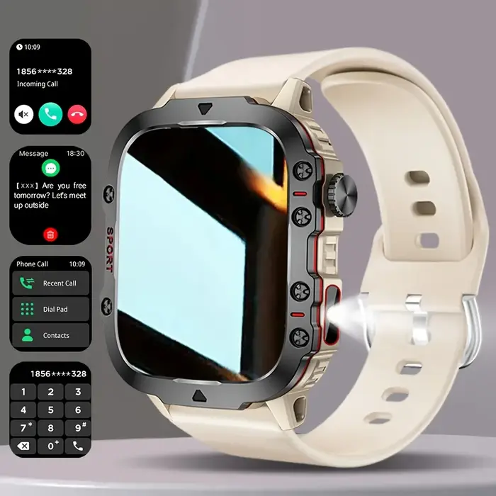 Montre connectée, écran tactile de 1,83 pouce, bracelet tendance, avec rappel d'appels/rappel de mes