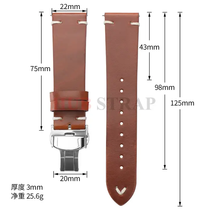 18mm20mm 22mm Bracelet pour Seiko Vintage huile cire cuir