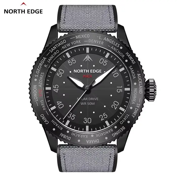 NORTH EDGE 2024 MACH montre à Quartz à énergie solaire hommes étanche 50M