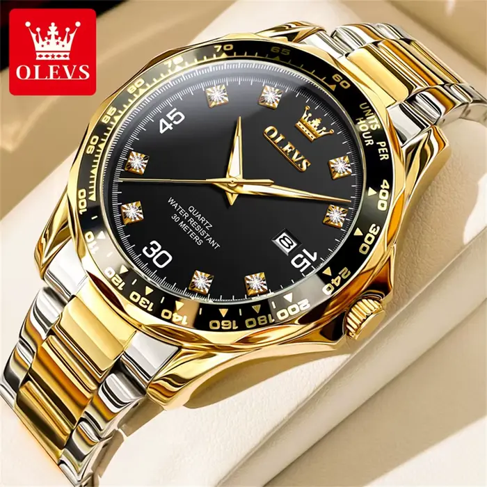 OLEVS 9988 marque de luxe série vert eau fantôme diamant échelle montre étanche pour hommes haut Original Quartz