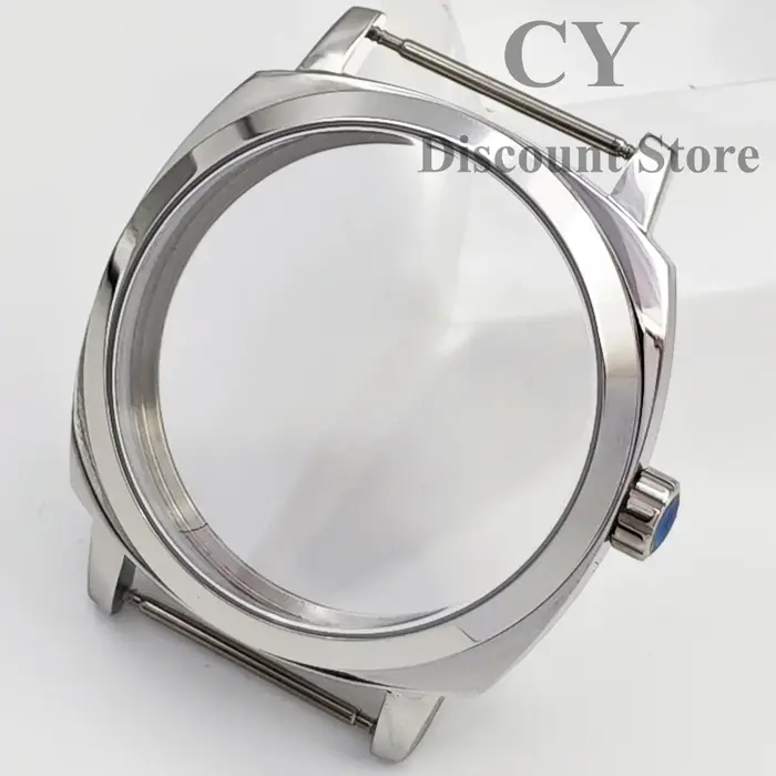 RICHUS ETA6497 Boîtier de montre 42mm en acier inoxydable argenté, verre saphir, compatible avec les