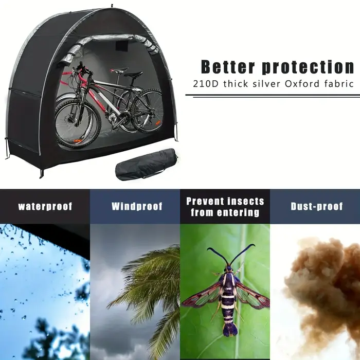 Abri de rangement pour vélo, tente spacieux pour 1 à 4 vélos, portable, pliable, vélo, pare-soleil,