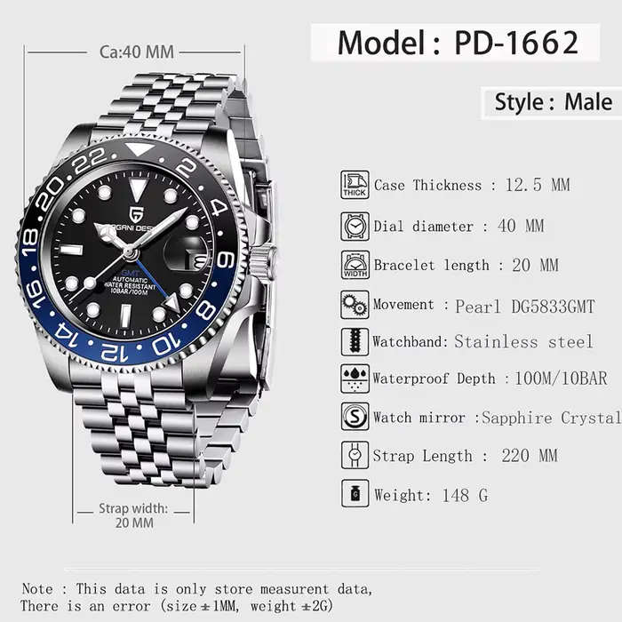 PAGANI DESIGN – montre GMT de luxe pour hommes