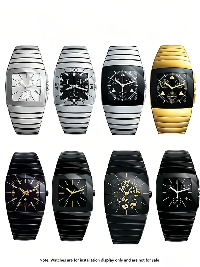 Cristal de montre minéral bombé carré, 33.9x31.9mm, bord argent/noir pour Rado Sintra, pièces de rechange pour montre à cadran de 34.8mm