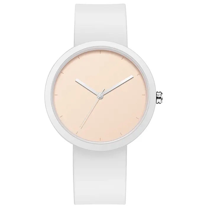 Montre minimaliste pour femme, boîtier 41 mm avec bracelet en caoutchouc finition PVD