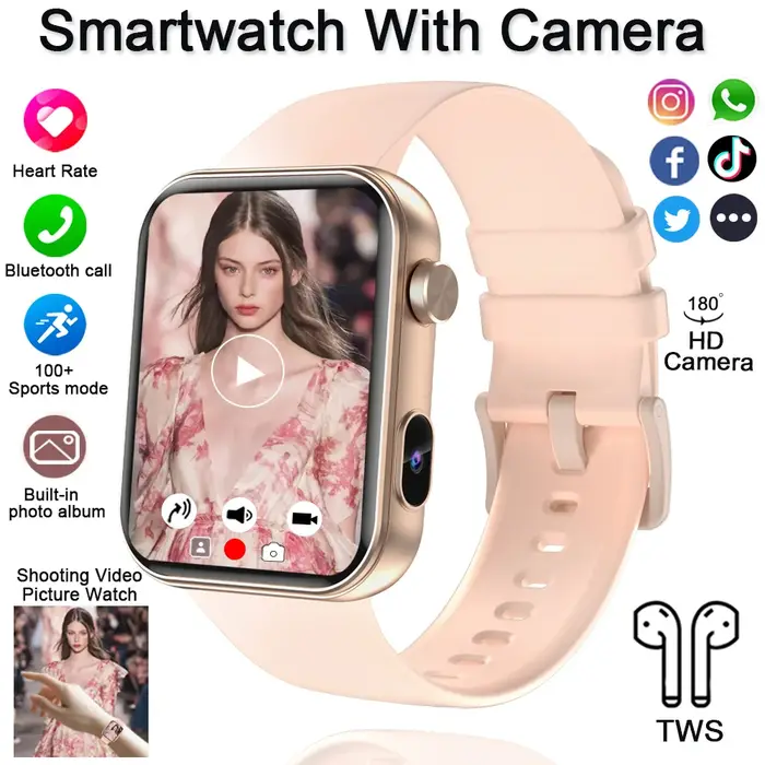 Montre connectée pour femmes, appareil photo, prise de Photo, enregistrement vidéo, fréquence cardia