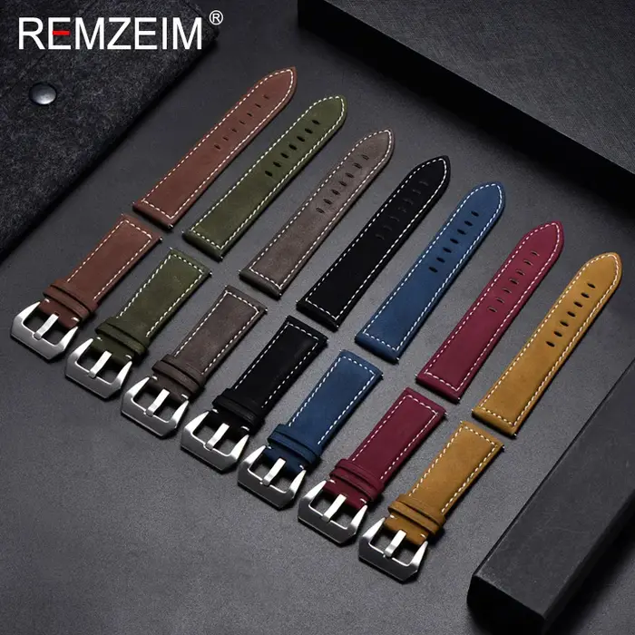 Bracelet de montre en cuir véritable pour hommes et femmes