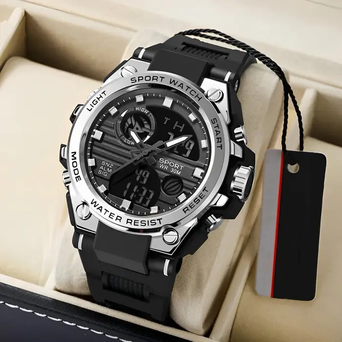Nouvelle montre électronique avec veilleuse, montre multifonctionnelle à double affichage pour garço