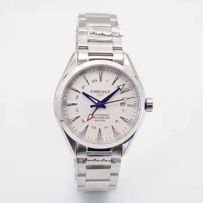 Montre mécanique automatique Corgeut 41mm GMT pour homme, montre en cristal saphir GMT, marquages lu