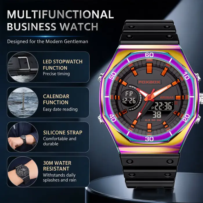 Montres FOXBOX à double affichage pour hommes