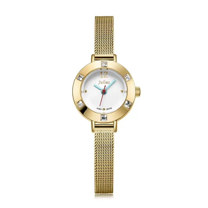 Petite montre pour femme Julius Lady strass scintillants japon Quartz heures de mode chaîne en acier Mini Bracelet horloge pour fille cadeau sans boîte