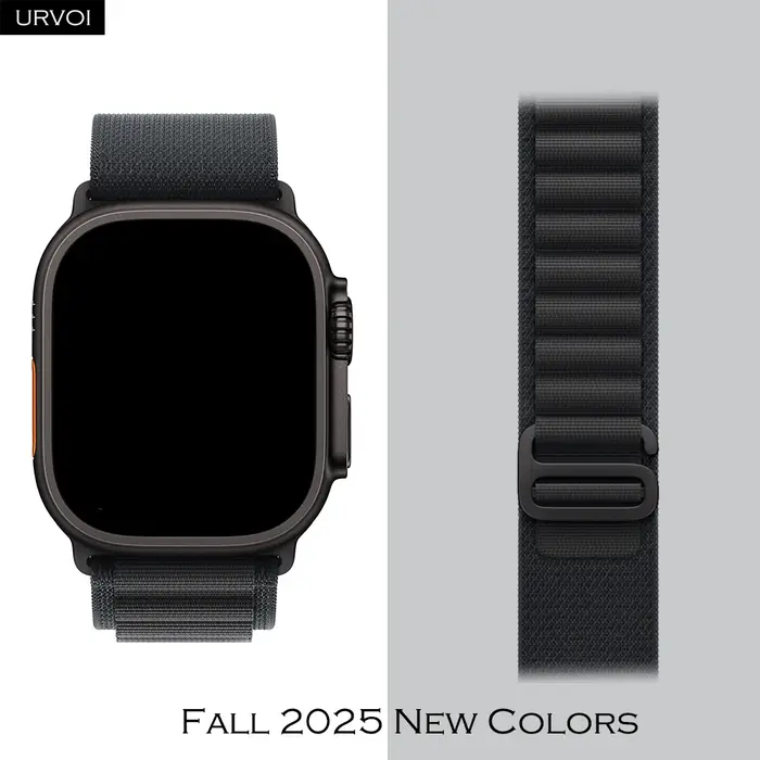 URVOI boucle alpine pour Apple Watch Ultra3 2 Series11 10 9 8 7 SE3 bracelet de fermeture à crochet G noir polyester