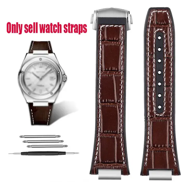 Bracelet de montre en cuir véritable pour homme