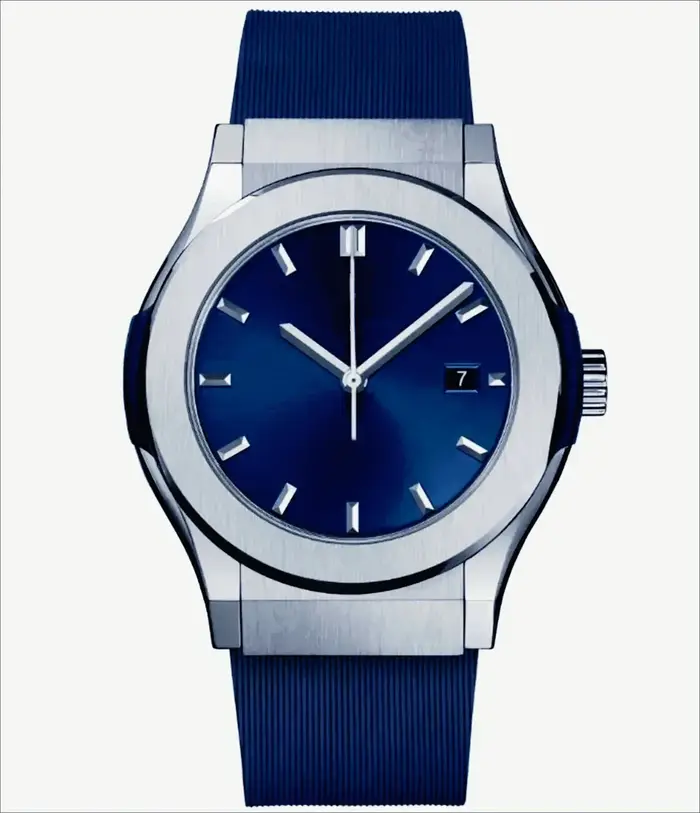 Montre mécanique pour homme 2026, or rose tendance, 42 mm, mouvement automatique, bracelet en caoutchouc bleu et noir
