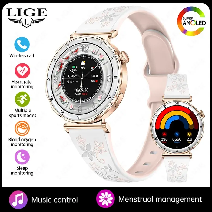Montre connectée pour femmes 2026 Nouvelle mode Écran AMOLED Appel Bluetooth Cadrans personnalisés S
