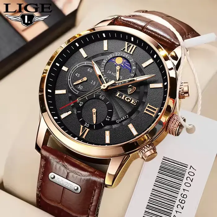 Montres pour hommes LIGE Top marque de luxe hommes montre-bracelet pour hommes en cuir montre à Quartz sport étanche mâle horloge Relogio Masculino