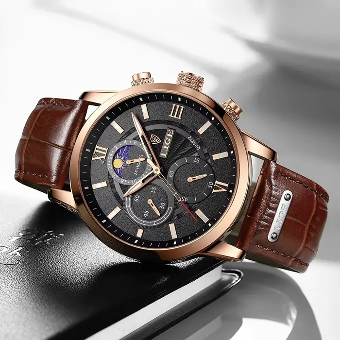 Montres pour hommes LIGE Top marque de luxe hommes montre-bracelet pour hommes en cuir montre à Quartz sport étanche mâle horloge Relogio Masculino