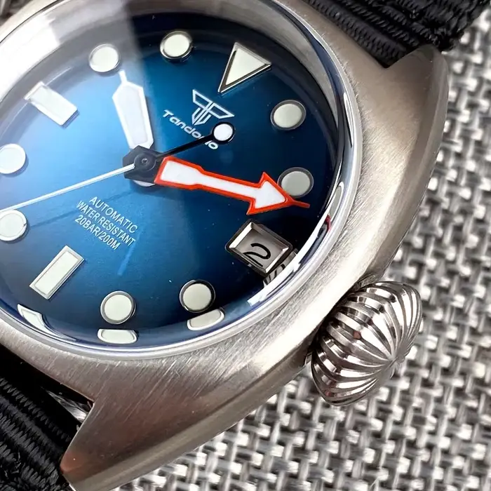 Tandorio 36mm montre automatique mécanique militaire hommes NH35 8215 PT5000 AR dôme saphir Sunburst vert/rouge/bleu grande couronne Sport