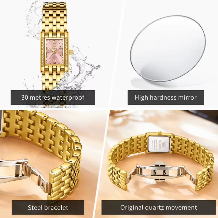 OLEVS femmes montres de luxe doré en acier inoxydable femme montre étanche classique mode
