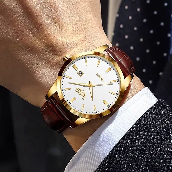 LIGE montre de sport pour hommes mode affaires en cuir Quartz montres