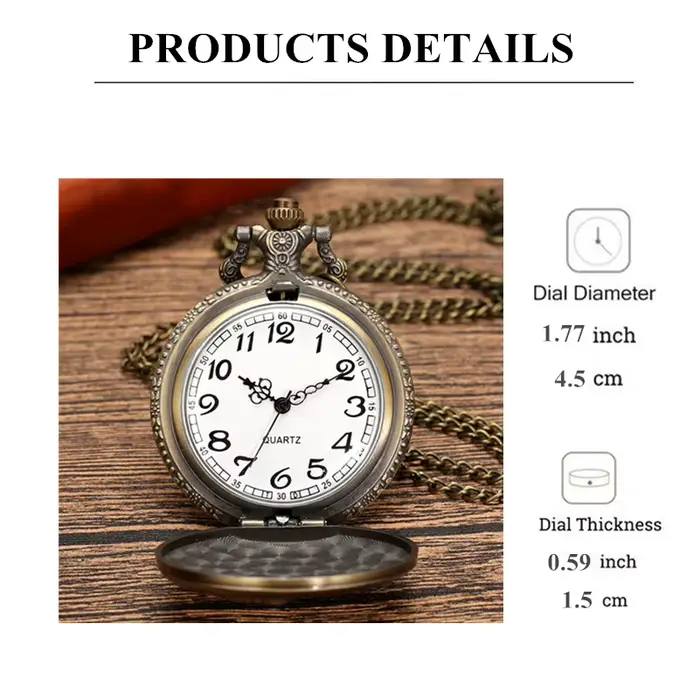Montre de poche à Quartz avec Train Steampunk classique Vintage