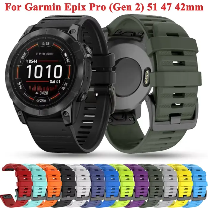 26mm/20mm/22mm Bracelet de montre pour Garmin Epix Pro Gen 2 42MM 47MM 51MM bande de Silicone QuickFit Bracelet de montre intelligente Bracelet Correa