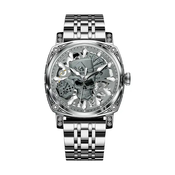 Glenaw crâne série haut de gamme montre pour hommes de luxe personnalité de la mode entièrement auto