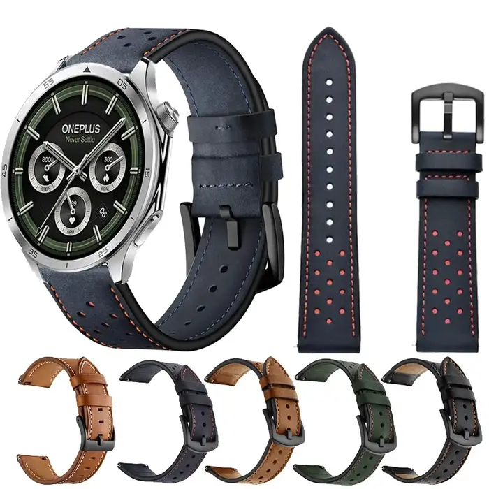 Bracelet en cuir de 22mm pour montre OnePlus 3 2 2R/OnePlus