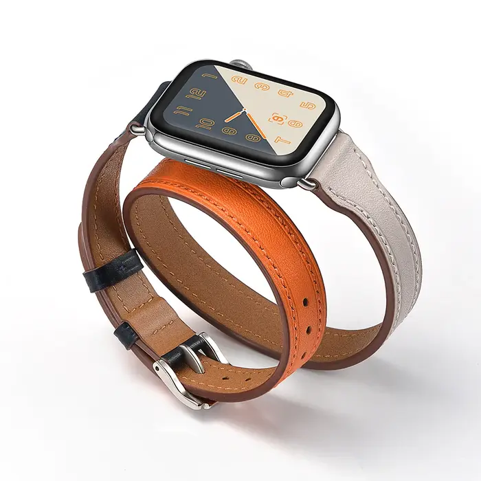 Bracelet Double Tour en Cuir group pour Apple Watch