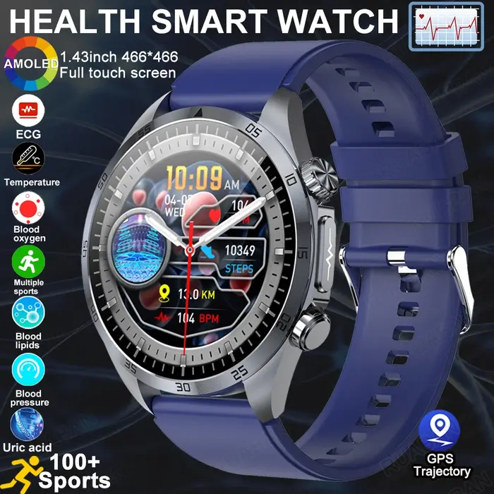 Nouvelle montre connectée 2025 pour hommes, surveillance de la pression artérielle, santé, sommeil C