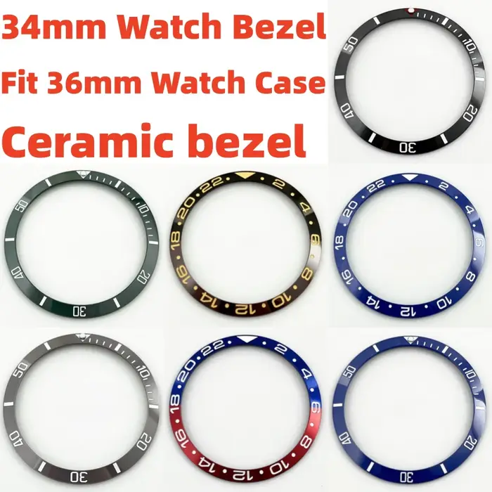 RICHUS 34mm * 28.8mm lunette en céramique de haute qualité noir bleu