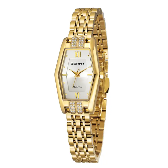 BERNY montres en or pour femmes élégant délicat hexagone dames