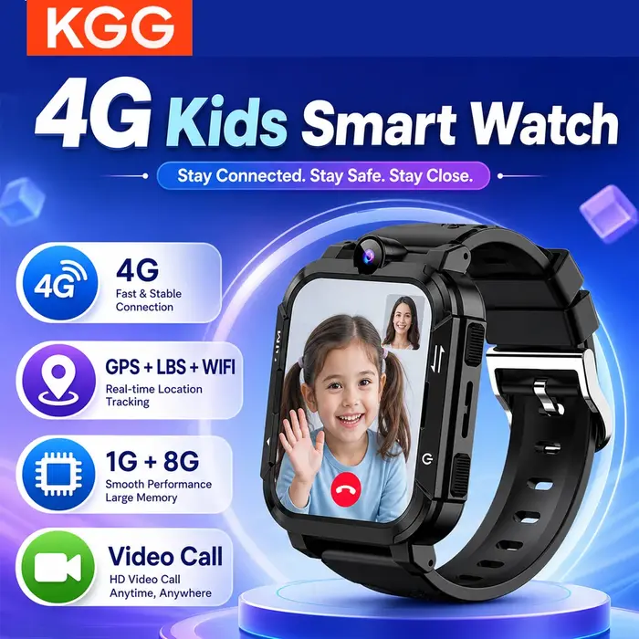 Montre connectée 4G pour enfants, téléphone GPS, WiFi, appel vidéo, SOS, moniteur d'appel, 1 + 8 Go, téléchargement d'applications, WhatsApp, montre connectée pour enfants, cadeau