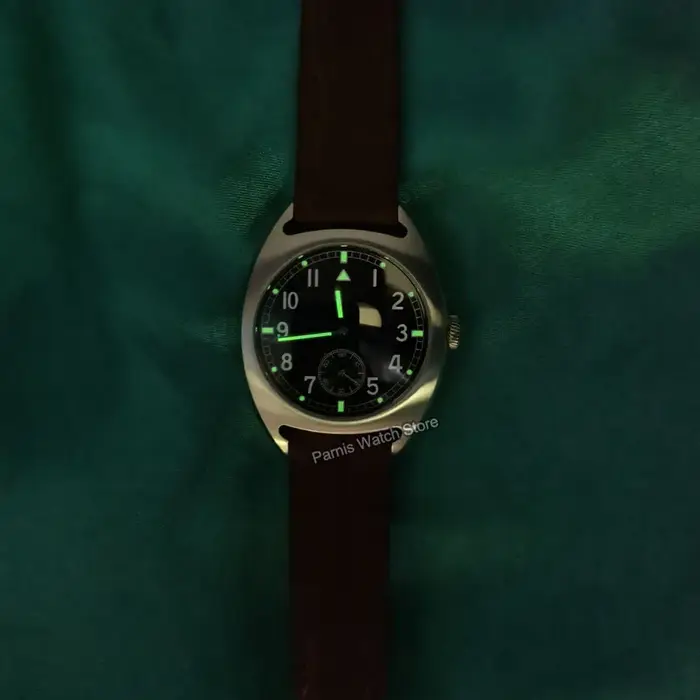 Parnis 36mm cadran noir hommes montre-bracelet marques lumineuses automatique ST1701