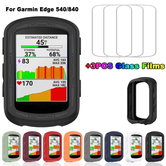 Juste de protection solaire et 3 films en verre pour Garmin Edge 540