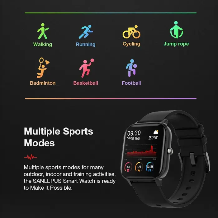 Montre intelligente étanche pour hommes et femmes