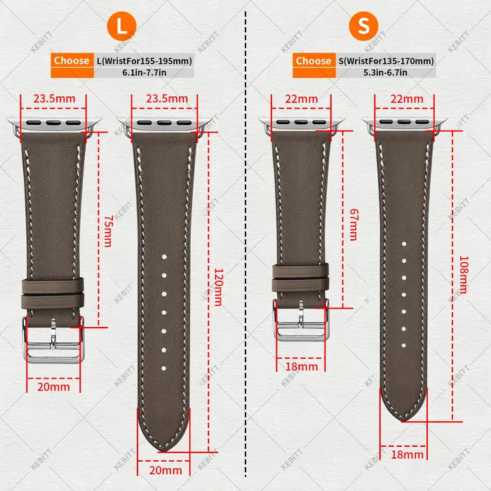 Kebitt petit poignet grande taille bande selon le choix S L pour Apple Watch 11 10 Bracelet Iwatch 46 42 41 45 49mm