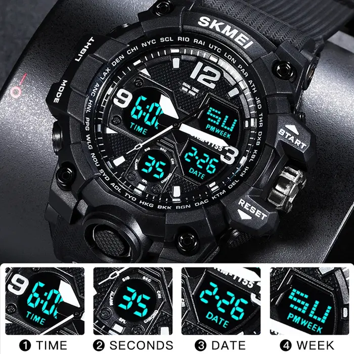 SKMEI Mode Sport Électronique Montres Pour Hommes Antichoc Étanche Numérique