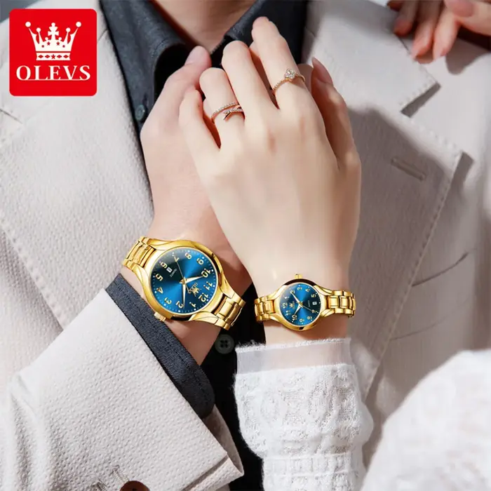 OLEVS 3650 Couple montres pour hommes femmes numéro échelle étanche Quartz robe montre-bracelet lumineux luxe calendrier montre d'affaires