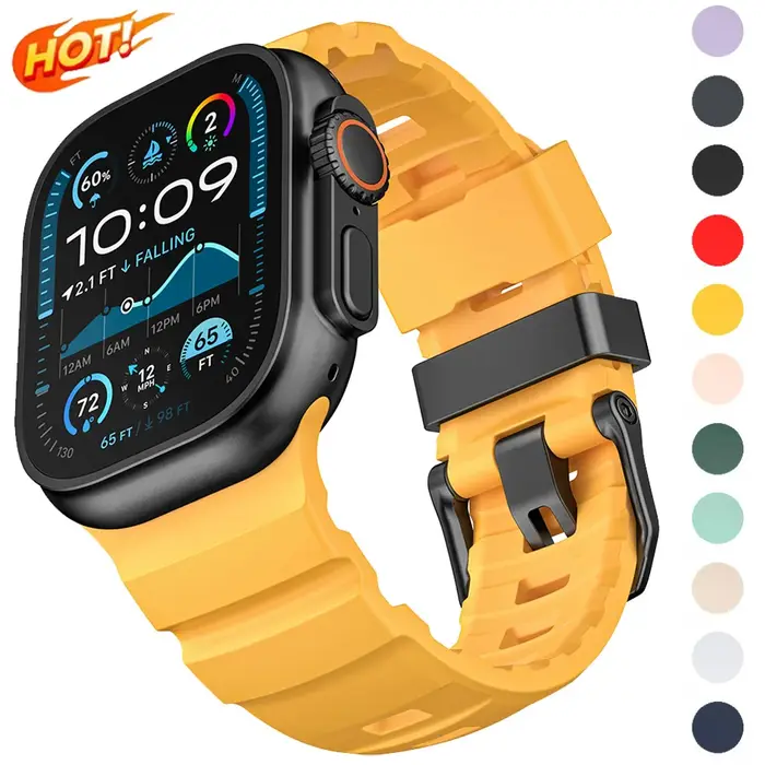 Bracelet en silicone Trail pour Apple Watch Ultra 3 2 49 mm, bracelet sport 46 mm 45 mm 44 mm pour iWatch Series 11 10 Ultra 9 8 7 6 SE3