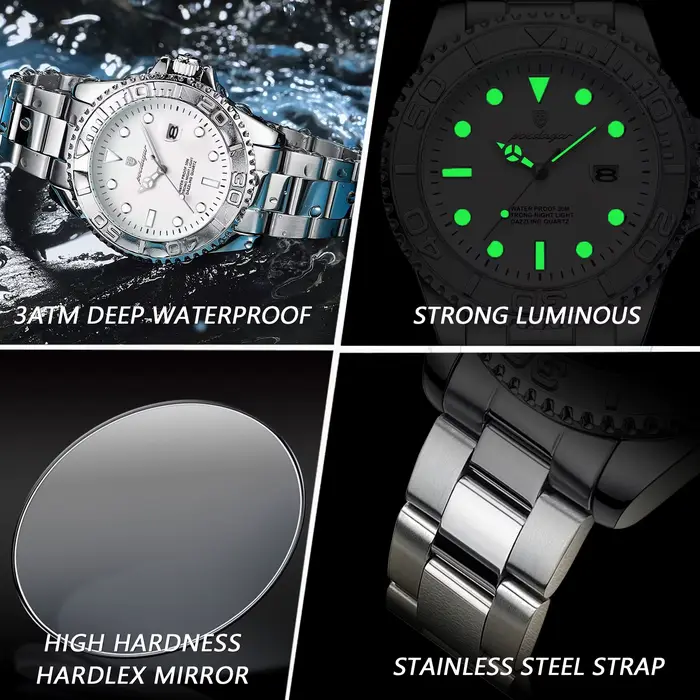Montre-bracelet homme POEDAGAR, mode décontractée, étanche, lumineuse, date, montre homme élégante,