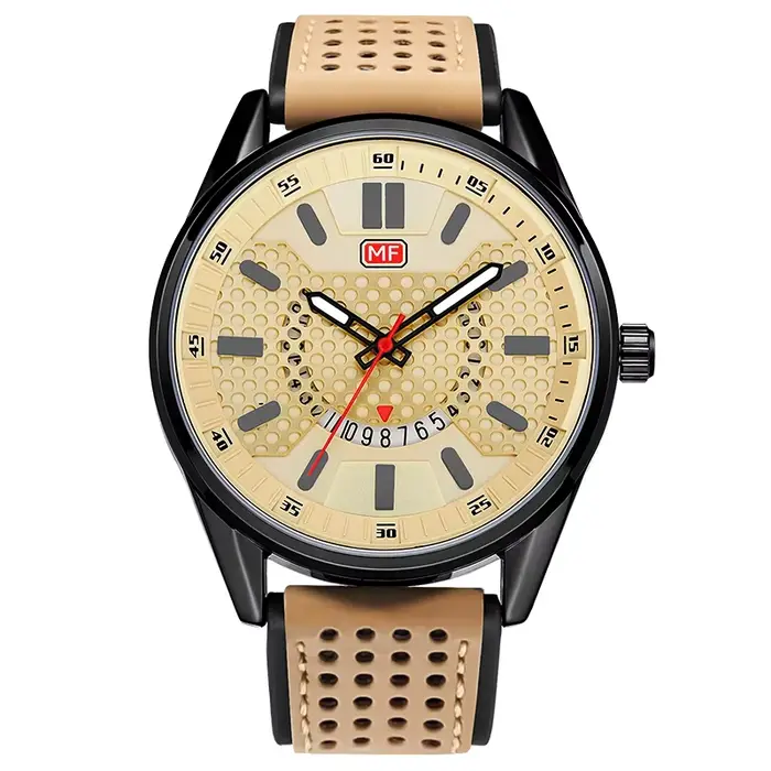 Montre de marque MINI FOCUS pour hommes, bracelet en cuir véritable, chronographe, affichage de la d